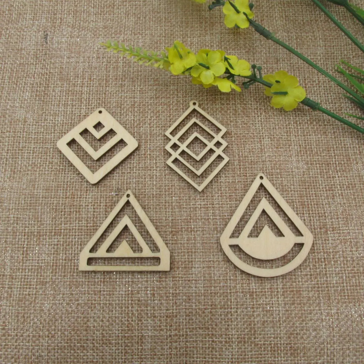 10pcs Unfinished Wood Blanks Macrames Triangle Teardrop Diamond Shape Wooden Macrame For DIY Earrings Findings Jewelry