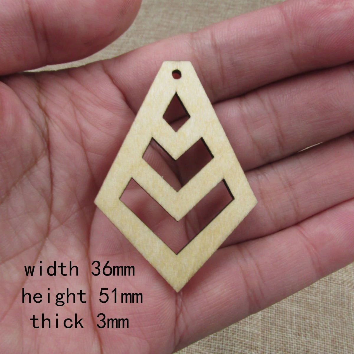 10pcs 2 inch Height Unfinished Wooden Blanks Tie Diamond Macrame DIY Earrings Findings Accessories Supplies