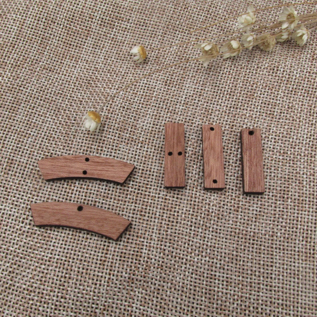 6 Pcs Unfinished Blank Wooden Thin Arch Rectangle Wood Connector Shape Cutout For Necklace Earring Pendant DIY Making Jewelry
