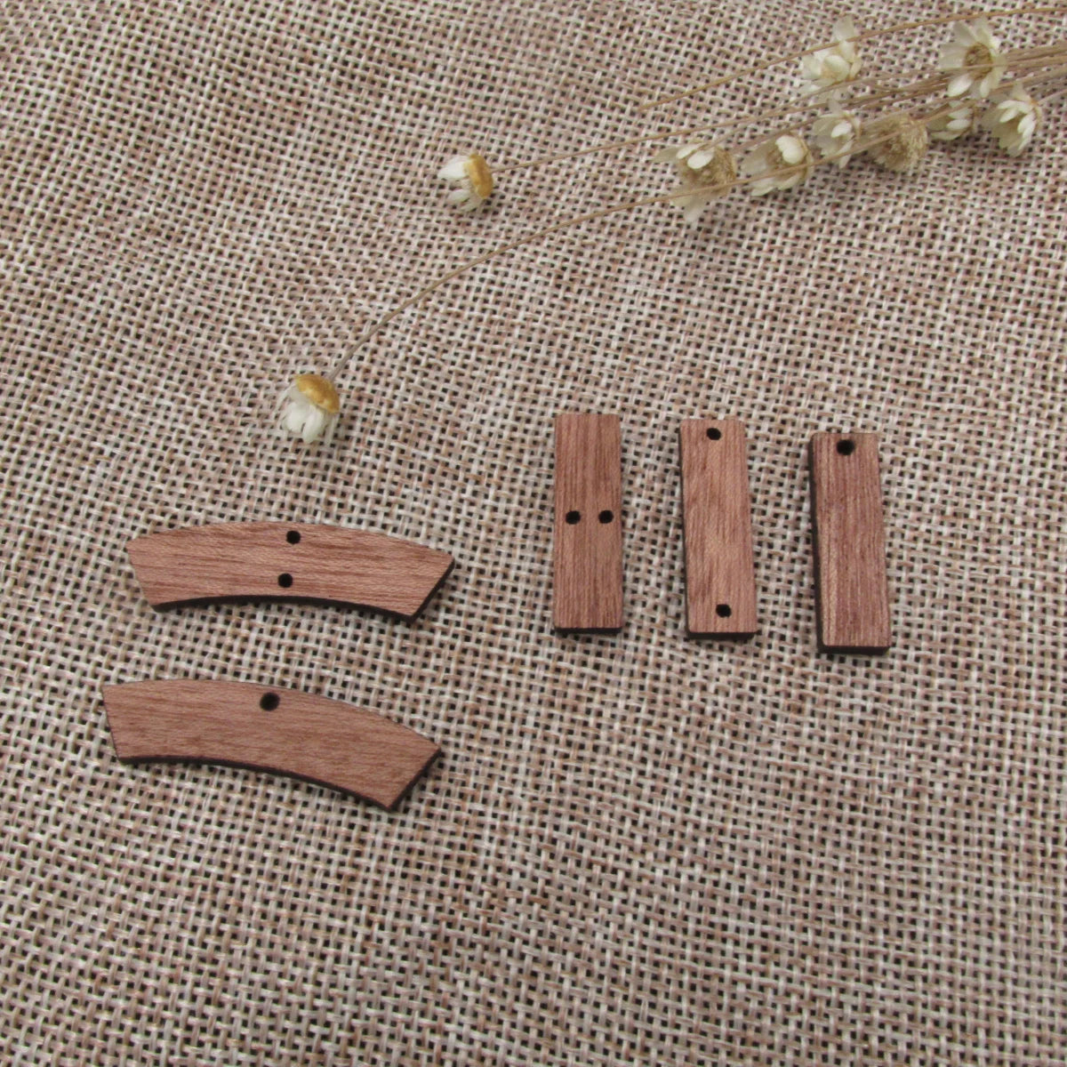 6 Pcs Unfinished Blank Wooden Thin Arch Rectangle Wood Connector Shape Cutout For Necklace Earring Pendant DIY Making Jewelry