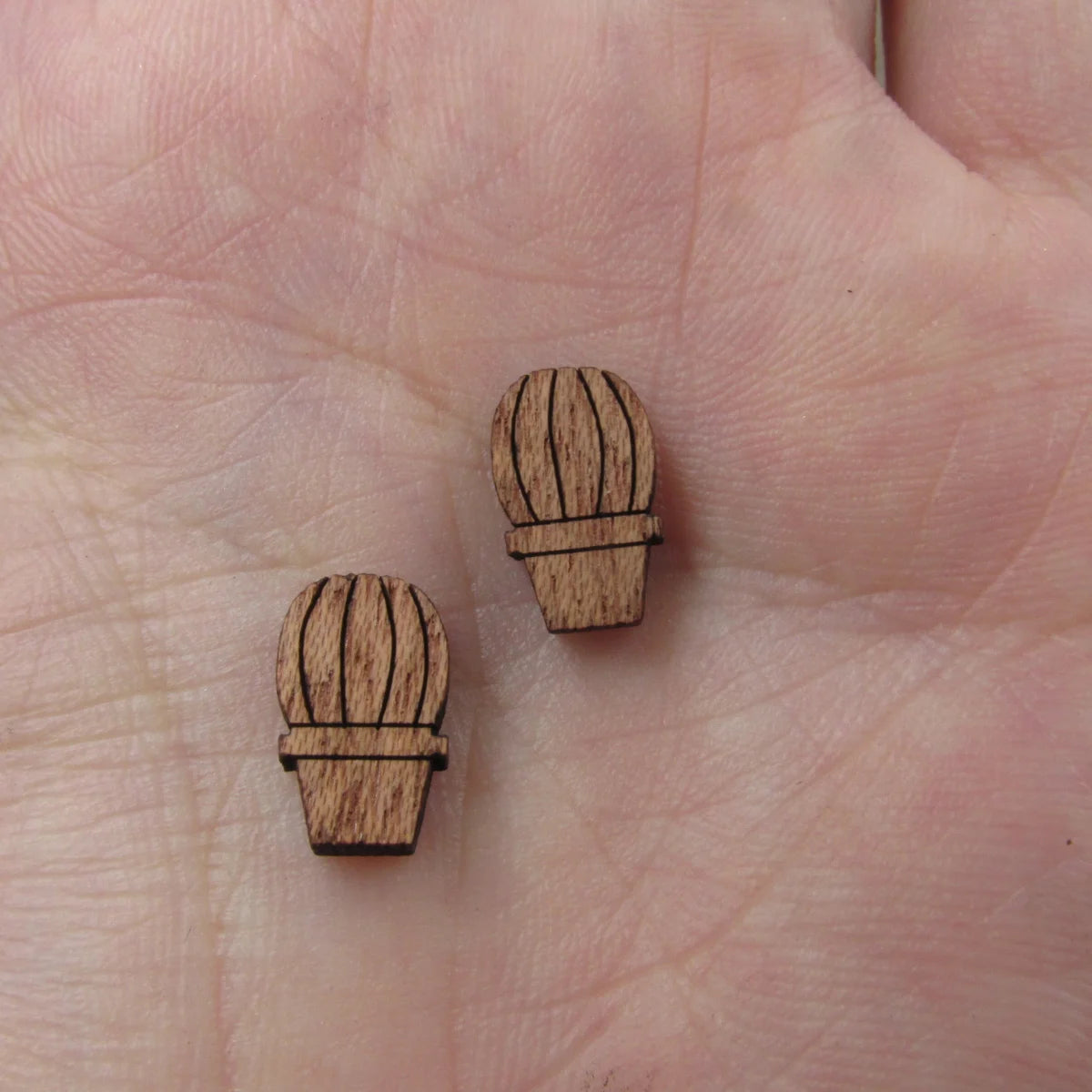 5 Pairs Unfinished Laser Engraved Wood Cabochon Shape Plants Cactus Charms Wooden Cutout Jewerly Earrings Suppliers