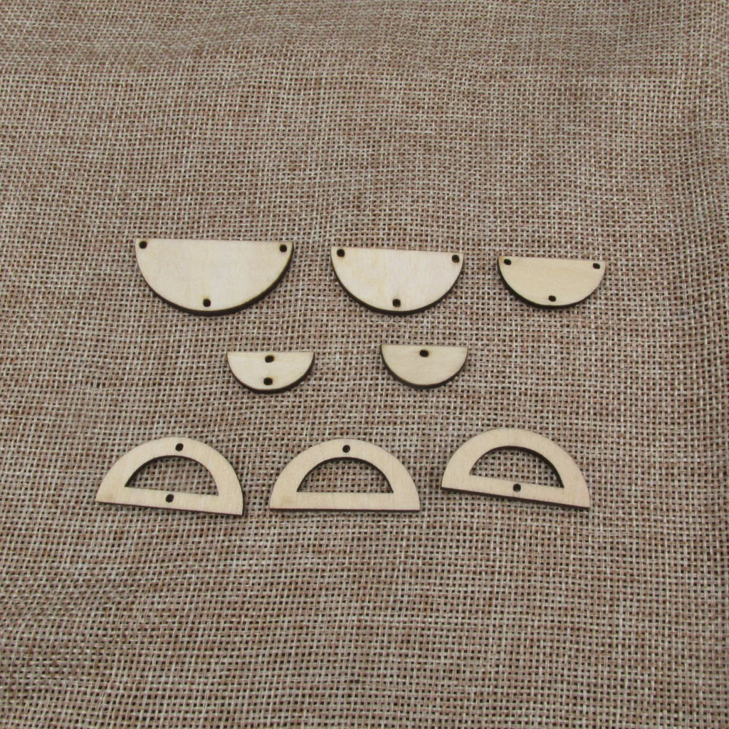 10 Pcs Unfinished Blank Wooden Half Circle Shape Cutout Plywood Connector Jewelry Finding Supplies For Earrings
