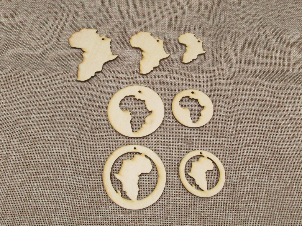 DIY Unfinished Laser Cut Wooden Earrings Blank Pendant Wood Africa Map Shapes For Jewelry Findings Components