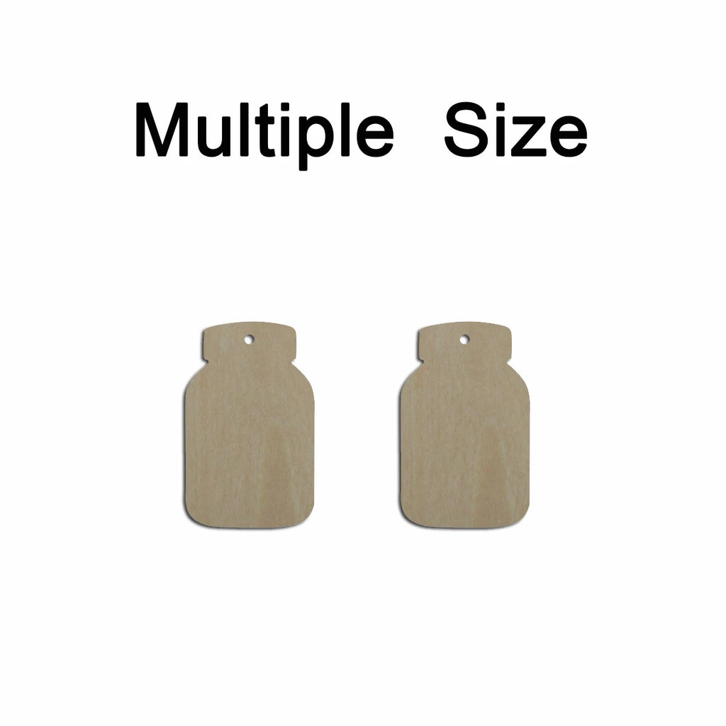 10pcs Multiple Size Unfinished Wooden Blanks Rustic Mason Jar Cutout Shape Dangle Earring For Jewelry Supplier