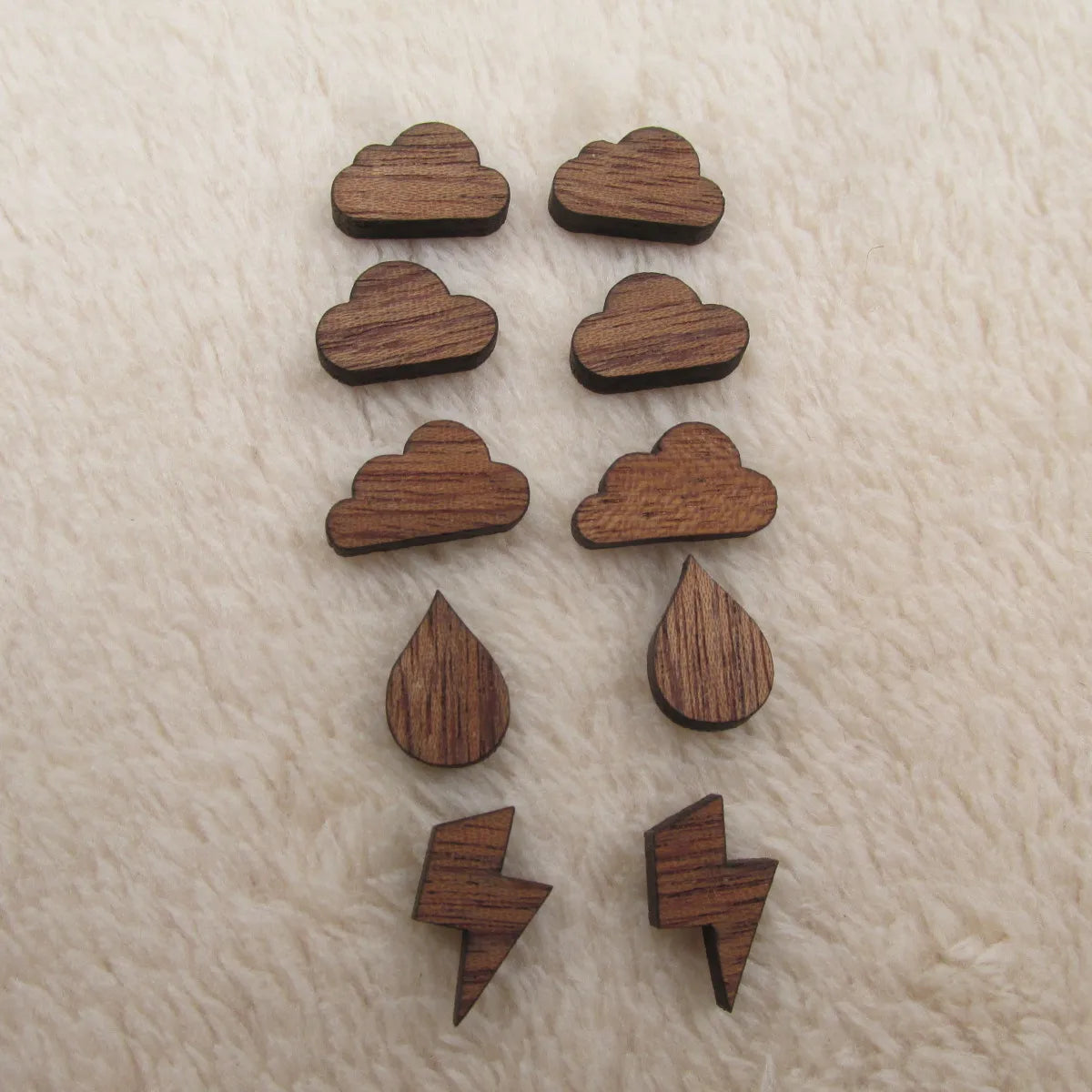 Tiny Wood Lightning Cloud Raindrop Cabochon Accessories Unfinished Blank Wooden Charms For  Earring Stud Making
