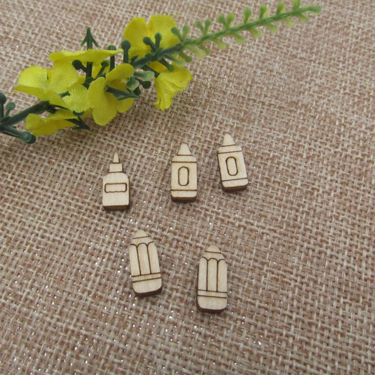 5 Pair Unfinished Blank Wood Cabochon Back to School Style Post Glue Crayon Pencil Earrings Stud Jewerly Findings