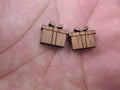 5 Pair Unfinished MINI Wood Cabochon Christmas Present Gift Box Wooden Cutout Shapes For Paint  DIY Stud Earrings Supplies