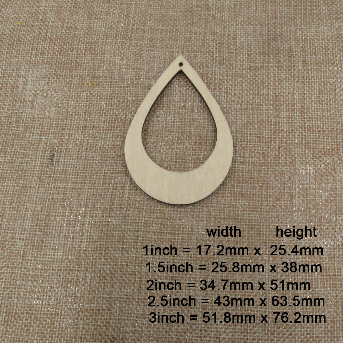 10pcs All Size DIY Unfinished Laser Cut Wood Earrings Blanks Wide Hollow Rounded Teardrop Shape For Jewelry