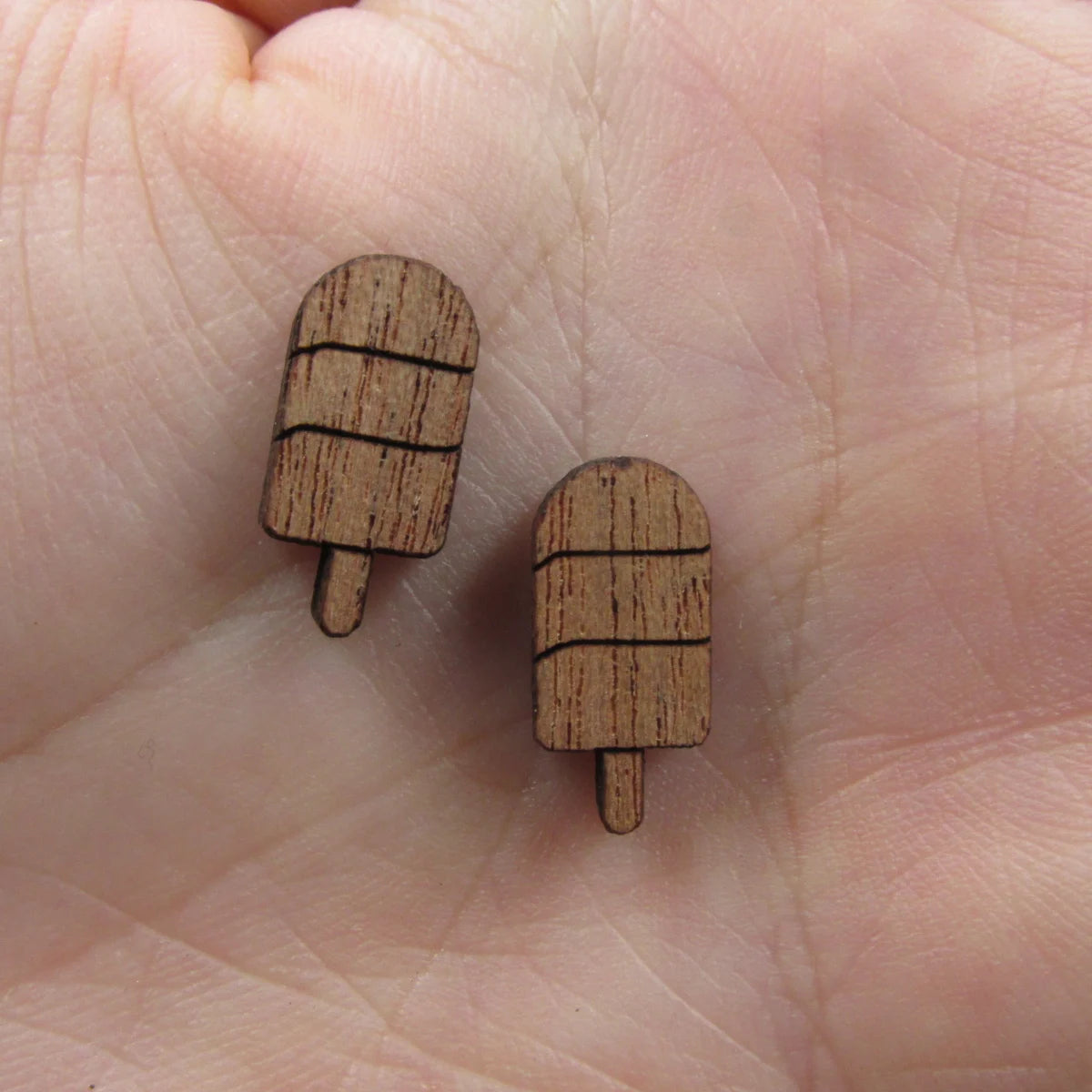 5 Pair Unfinished Blank Summer Beach Ice Cream Heart Wooden Cutout Shapes For DIY Stud Earrings Supplies