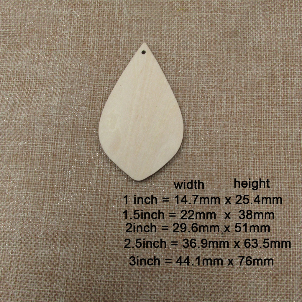10pcs All Size DIY Unfinished Laser Cut Wood Earrings Blanks Small Thin Hollow Teardrop Shape For Jewelry