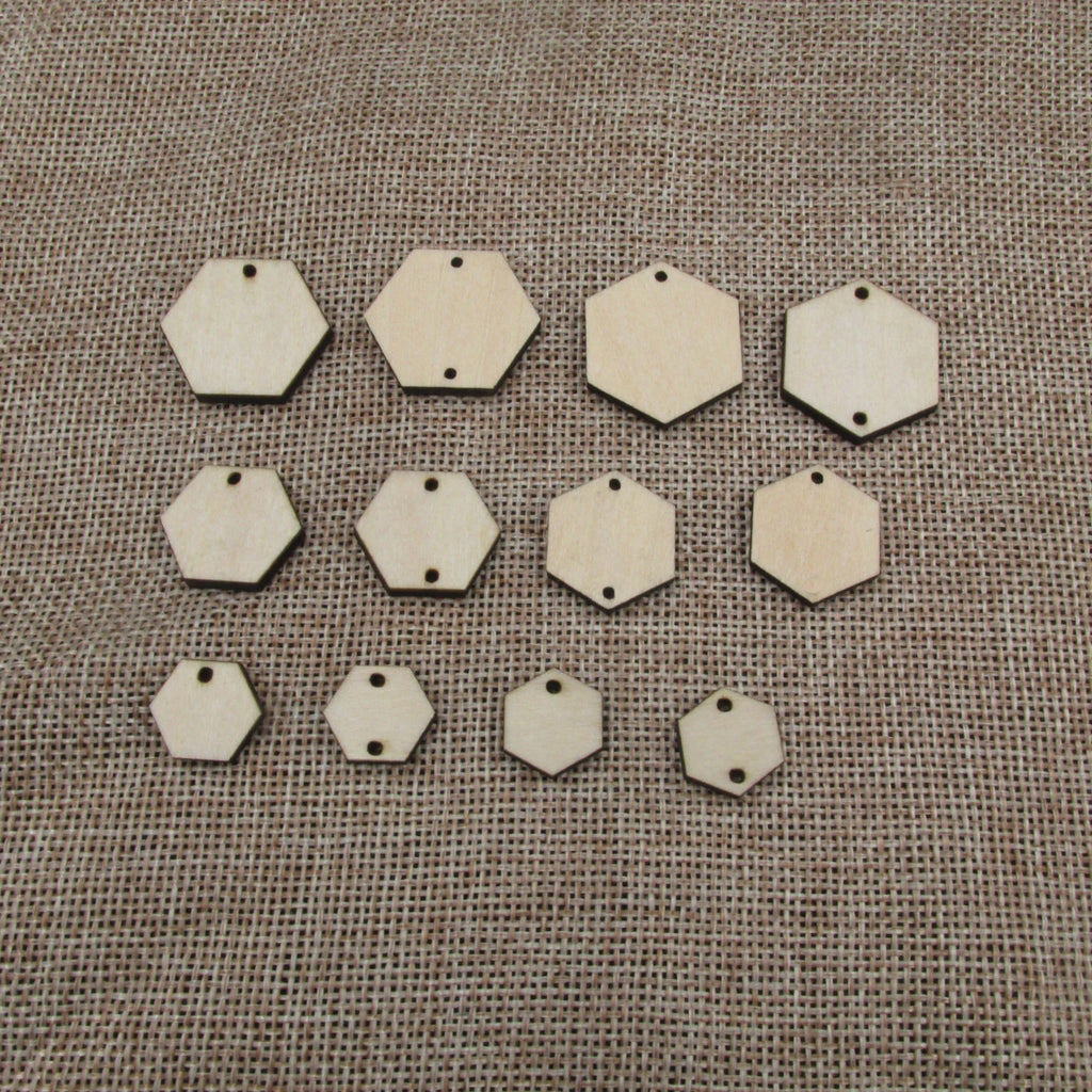 10 Pcs Unfinished Blank Wooden Geometric Hexagon Shape Cutout Plywood Connector Jewelry Finding Supplies For Earrings