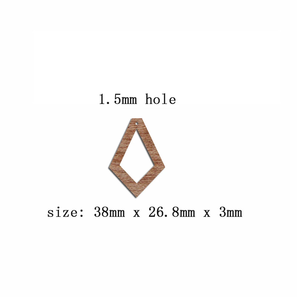 6pcs Unfinished Blank Wooden Geometric Tie Shape Macrame Wood Earring Charms Pendant for Jewelry Making