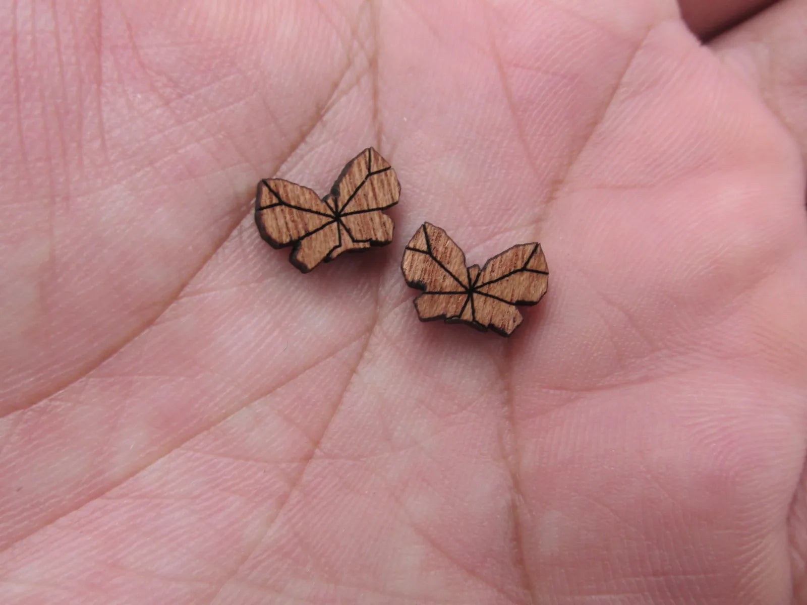 5 Pair Geometric Origami Unfinished Blank Wood Cabochon Insect Butterfly Wooden Cutout Shapes For DIY Stud Earrings Supplies