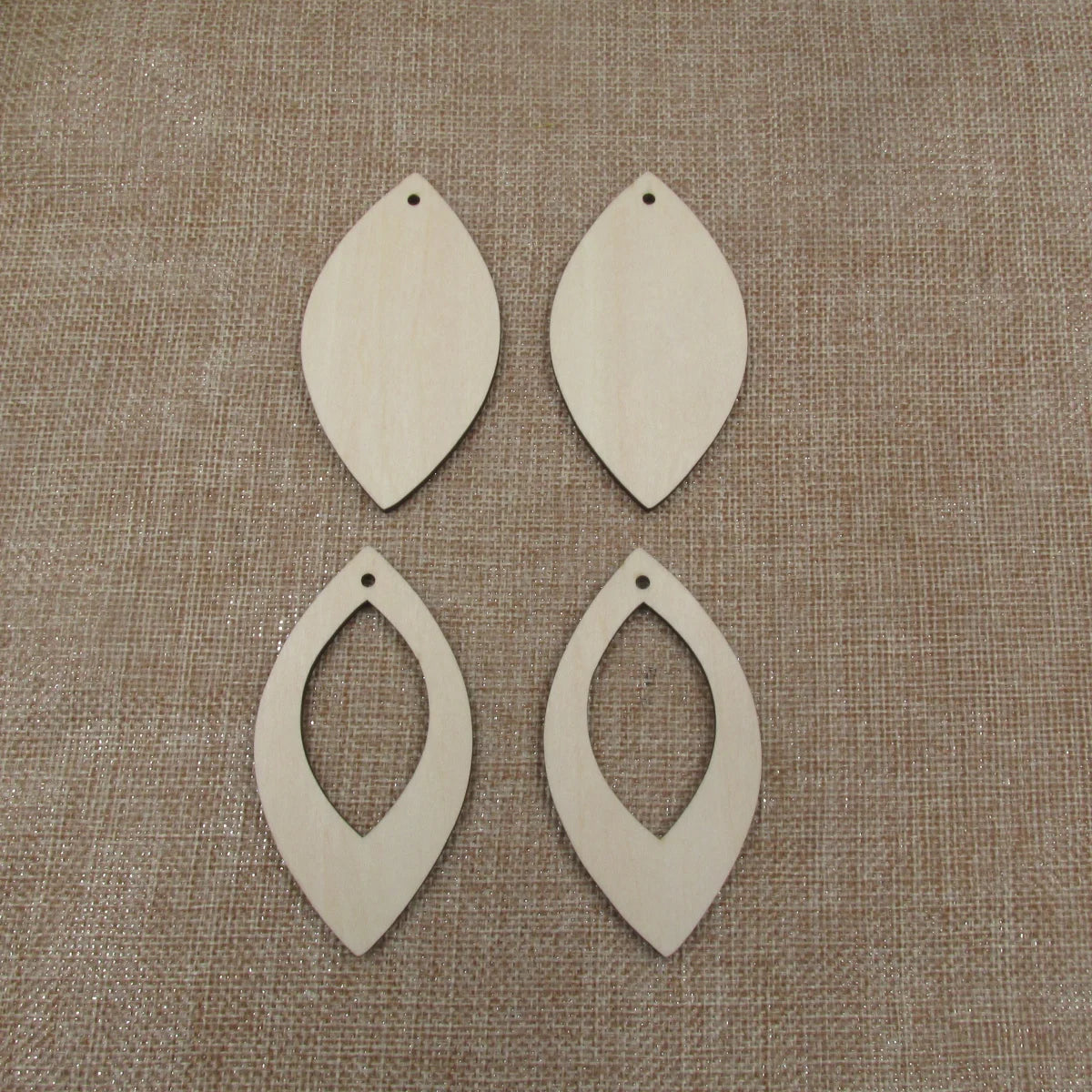 10pcs All Size DIY Unfinished Laser Cut Wood Earrings Blanks Geometric Wide Hollow Pointed Teardrop Shape For Jewelry