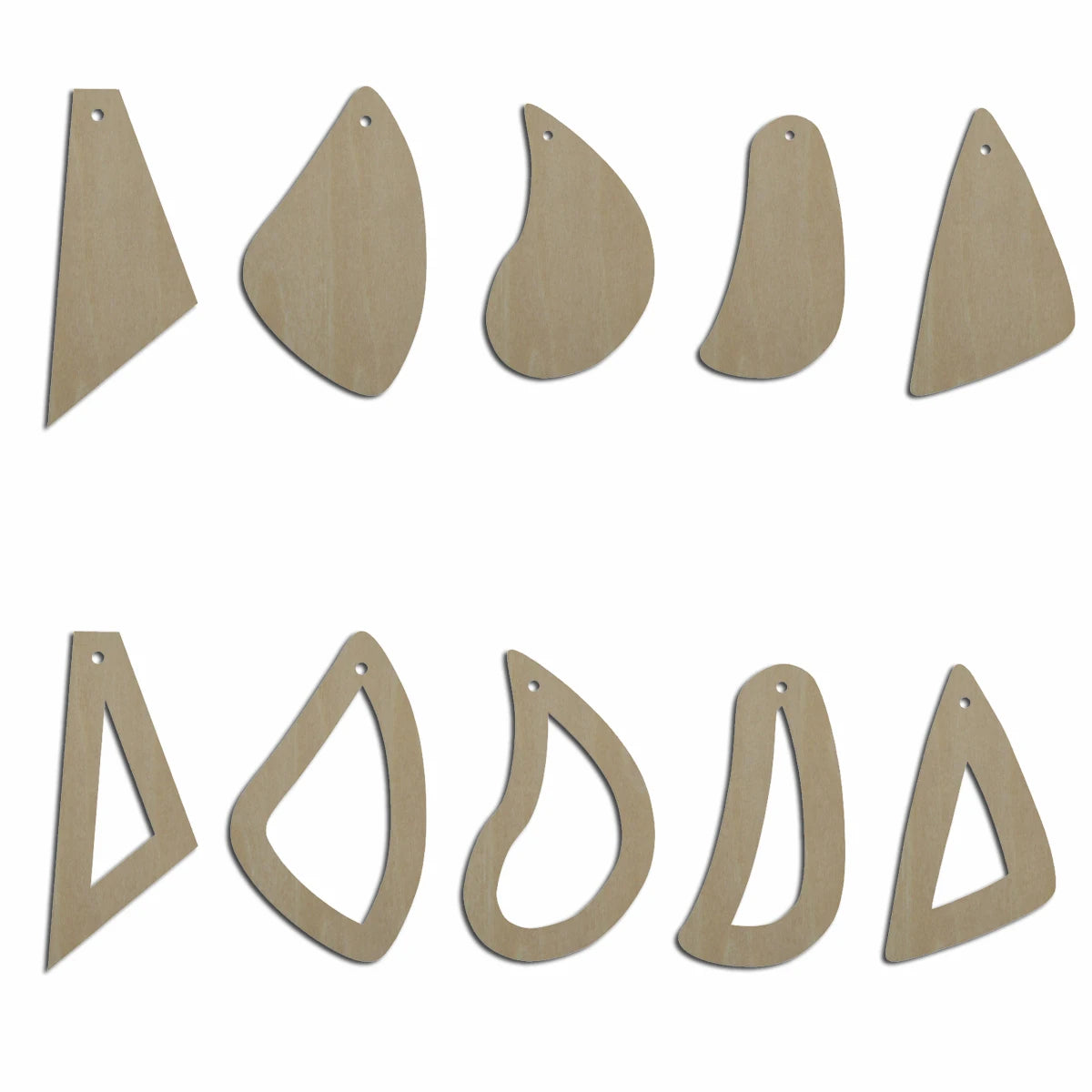 10pcs  Unfinished Blank Wood Geometric Hollow Teardrop Anomaly Cutout Shape Earring Pendant Jewelry Charm Finding