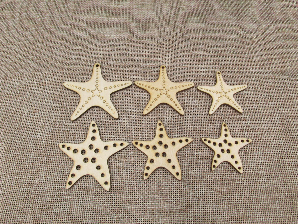 Unfinished Wooden Earrings Pendants Blank Ocean Animal Starfish Cutout Jewelry Making DIY Ear ring Findings
