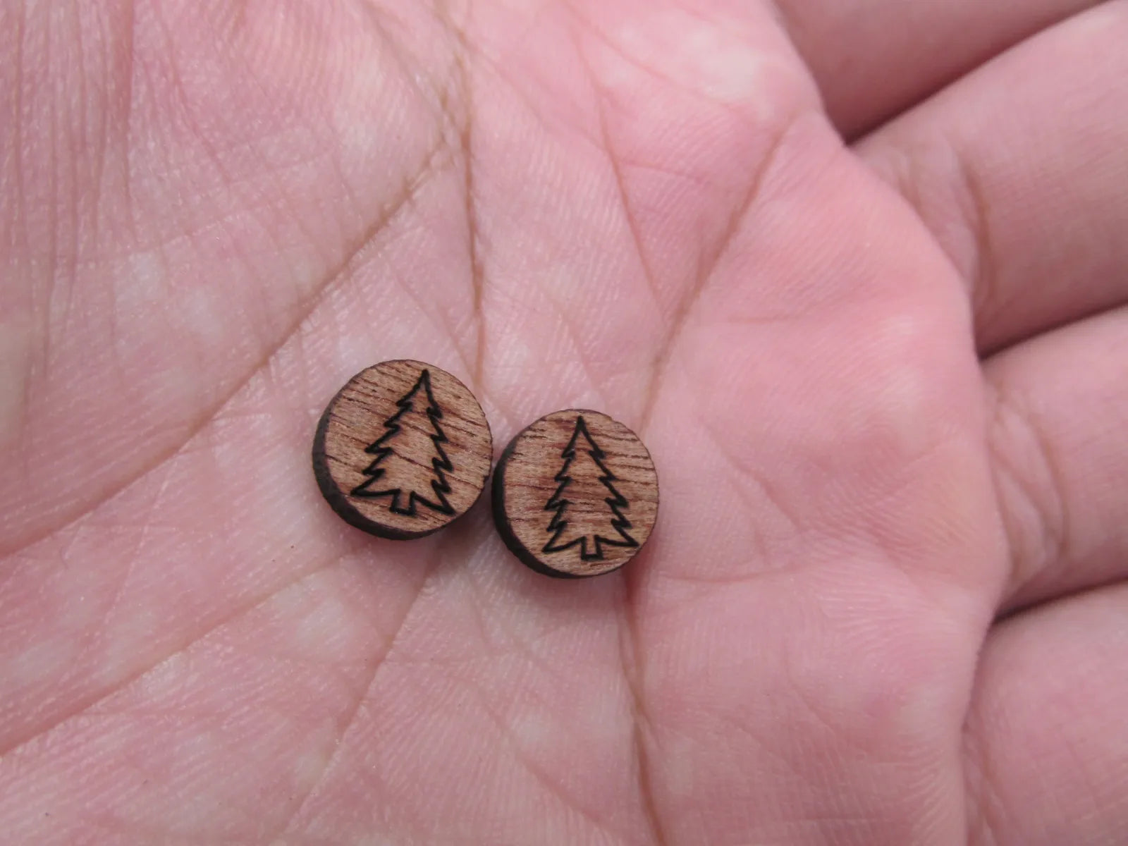 5 Pair Unfinished Blank MINI Wood Cabochon Christmas Tree Wooden Cutout Shapes For Paint Kit Craft  DIY Stud Earrings Supplies