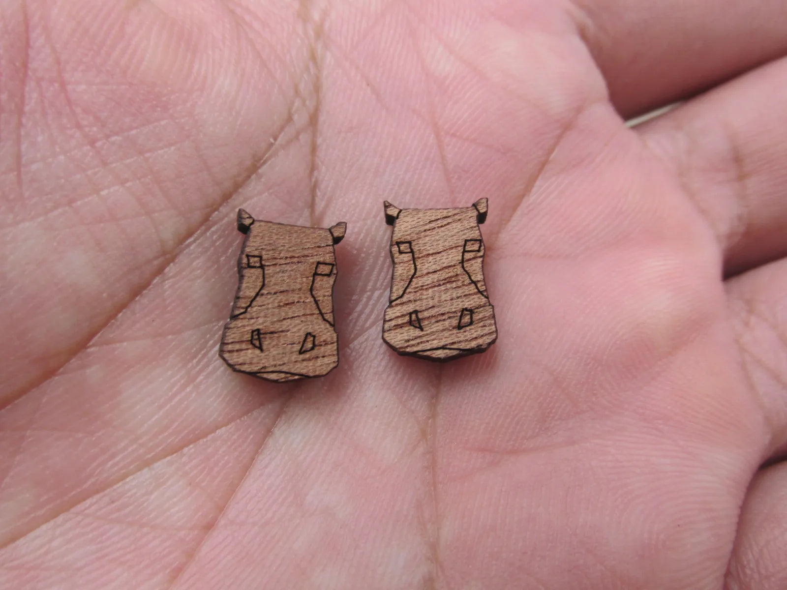 5 Pair Unfinished Laser Cut Blank Wlid Animal Wooden Hippo Cabochon Charms Wood Shape Cutouts For DIY Craft  Earring Stud