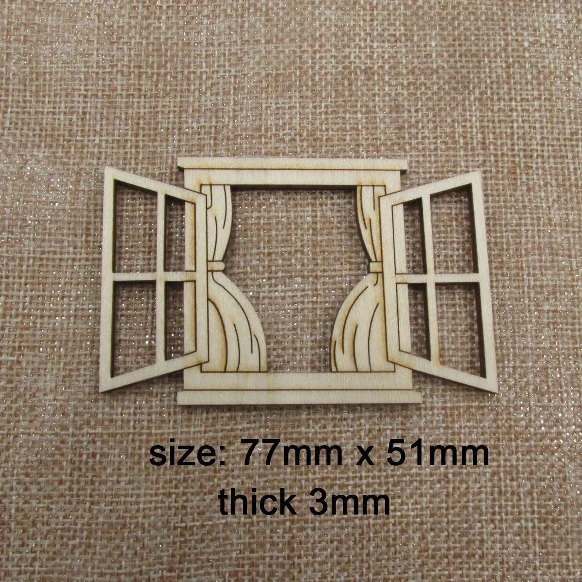 Unfinished Blank Wooden Fairy Opening Windows, Cutout Door Doll House Accessories, DIY Craft, 10Pcs