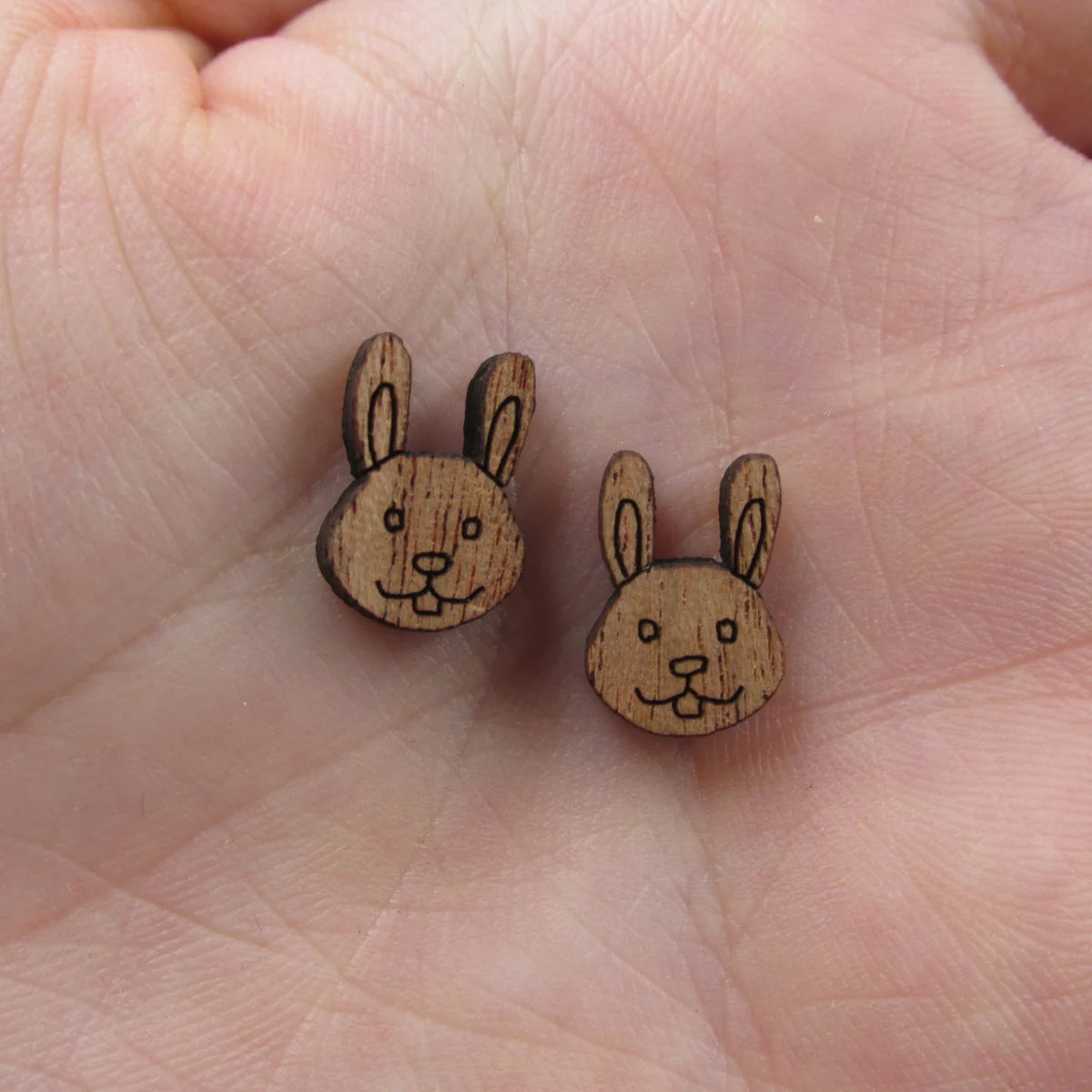 5 Pair Unfinished Blank Wide Animal Wood Bunny Rabbit Wooden Cutout Shapes For DIY Stud Earrings Supplies