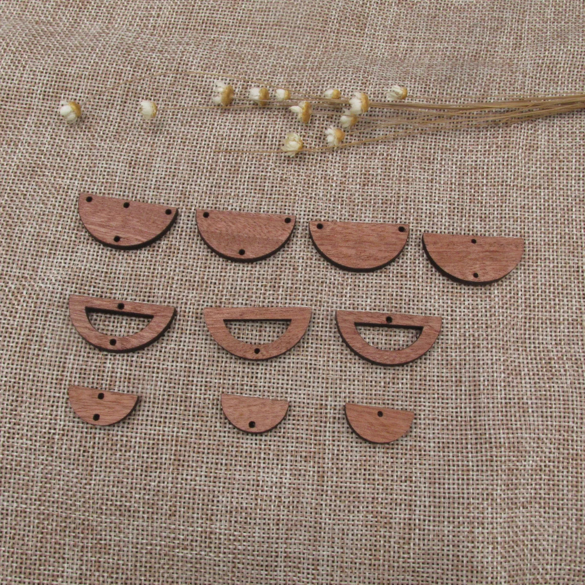 6pcs Unfinished Blank Wooden Half Circle Doroid Wood Shape Cutout Connector For  DIY Necklace Earring Making Jewelry