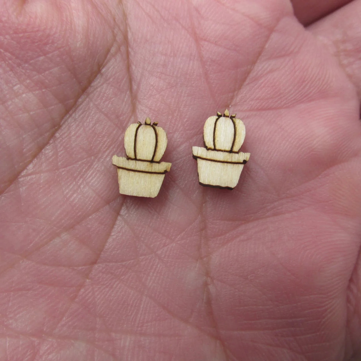 10pcs Unfinished Blank Tiny Coneflower and flower pot Shape Mini Wood Boho Stud Earring Post Cabochon Handmade Charms