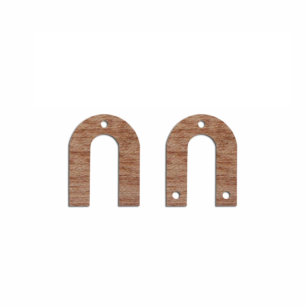 6pcs Unfinished 18mm x 13.8mm Blank Wooden U Semi Circle Post Stud Earring Connector Pendant for Jewelry Making