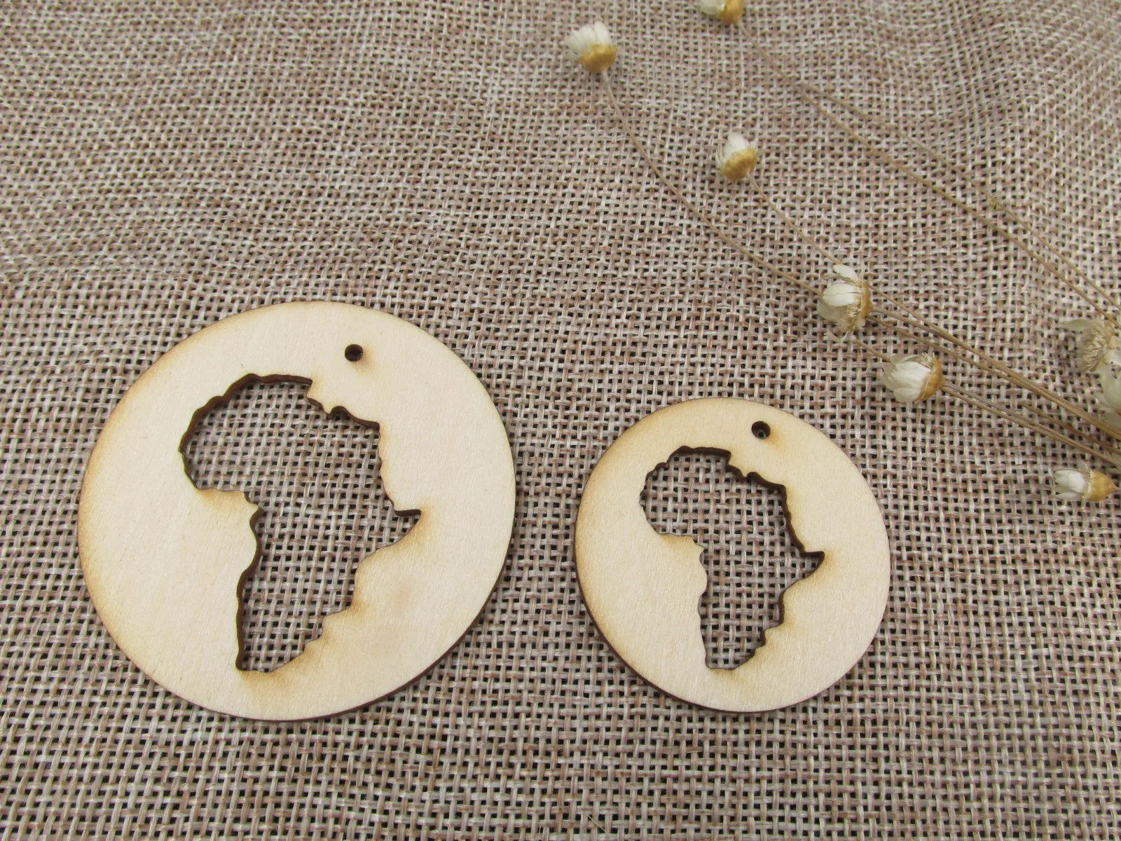 DIY Unfinished Laser Cut Wooden Earrings Blank Pendant Wood Africa Map Shapes For Jewelry Findings Components