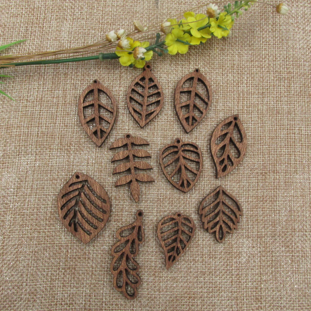 6pcs Unfinished Wooden Leaves Charms Necklace Leaf Pendant Bracelet Jewelry Making Handmade Crafts diy Supplies