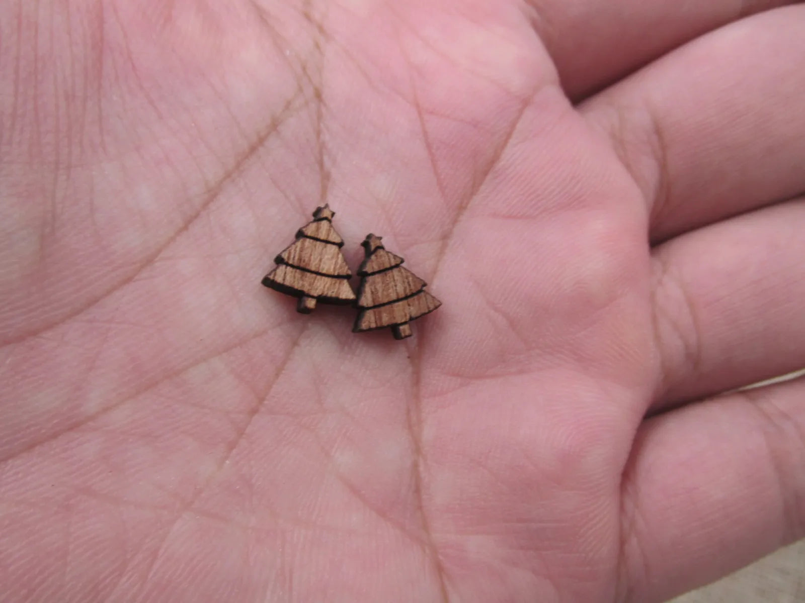 5 Pair Unfinished Blank MINI Wood Cabochon Christmas Tree Wooden Cutout Shapes For Paint Kit Craft  DIY Stud Earrings Supplies