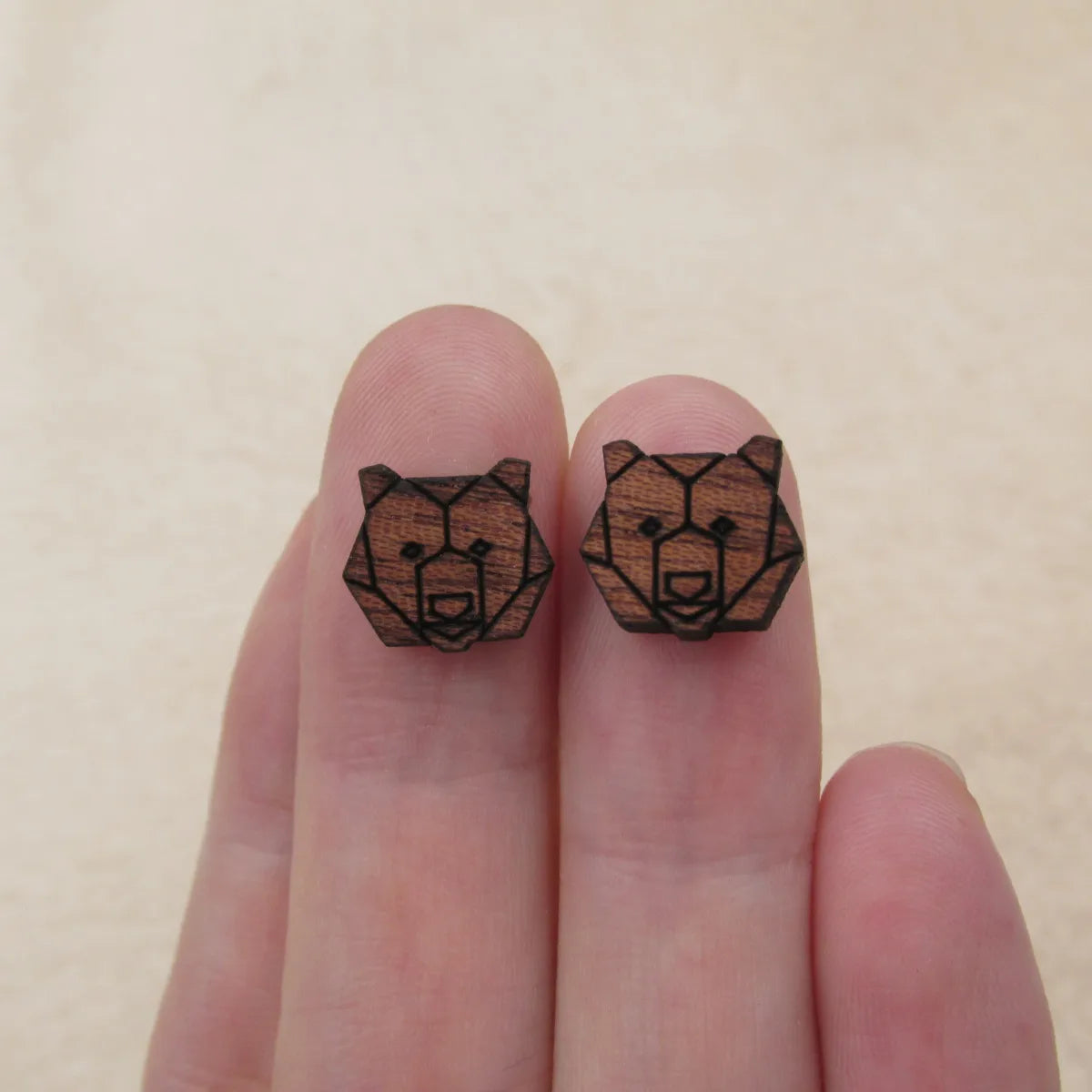 Mini Wooden Cabochon Laser Cut Animal Bear Wood Items For Earring Stud Making Jewerly Supplies
