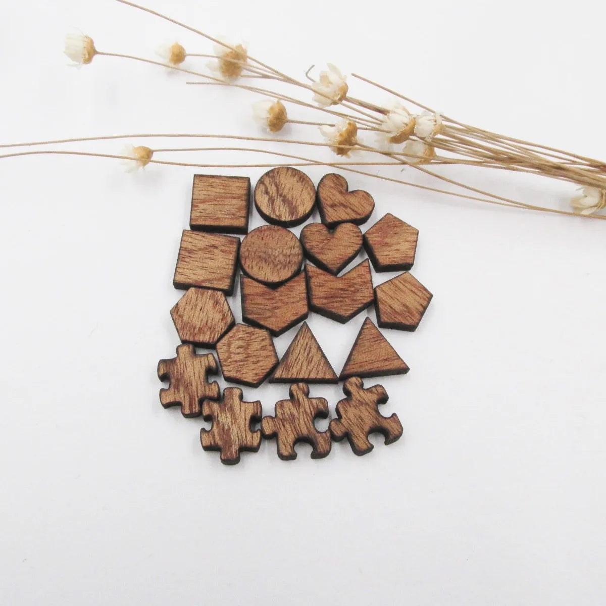 Blanks Wood Cabochon Mini Wooden Circle Triangle Square Pentagon Hexagon heart puzzle Shape Laser Cut Earring Supplies