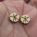 5Pair Unfinished Blank Wooden Summer Beach Seashell Round Conch Sheall Cabochon Post Sand Dollar Earrings Stud
