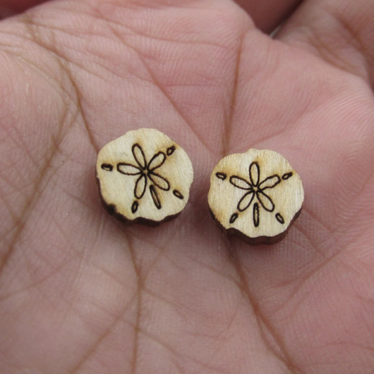5Pair Unfinished Blank Wooden Summer Beach Seashell Round Conch Sheall Cabochon Post Sand Dollar Earrings Stud