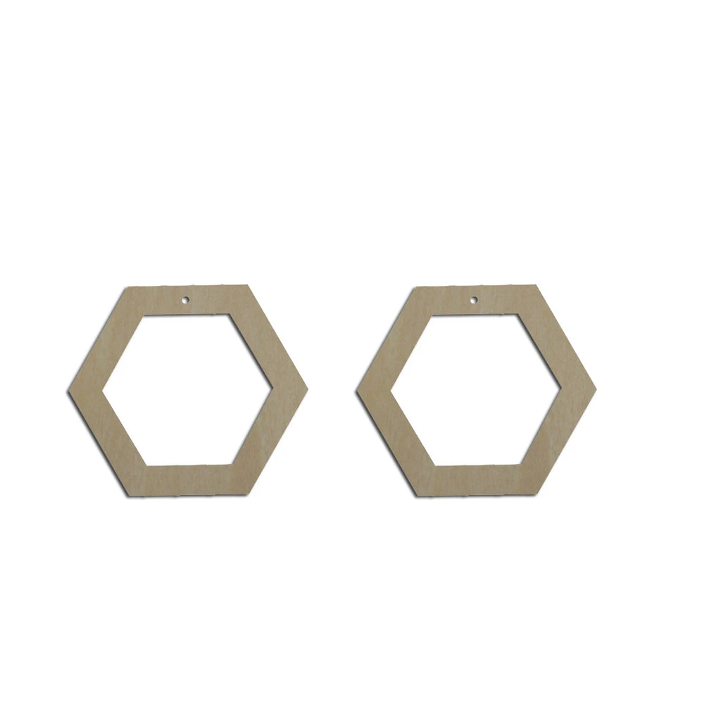 10pcs Unfinished Wood Blanks Geometric Hexagon Hoop Shape Macrame Earring Part Findings  For DIY Jewelry Making