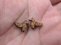 5 Pair Origami Paper Crane Unfinished Blank Wood Cabochon Animal Birds Wooden Cutout Shapes For DIY Stud Earrings Supplies
