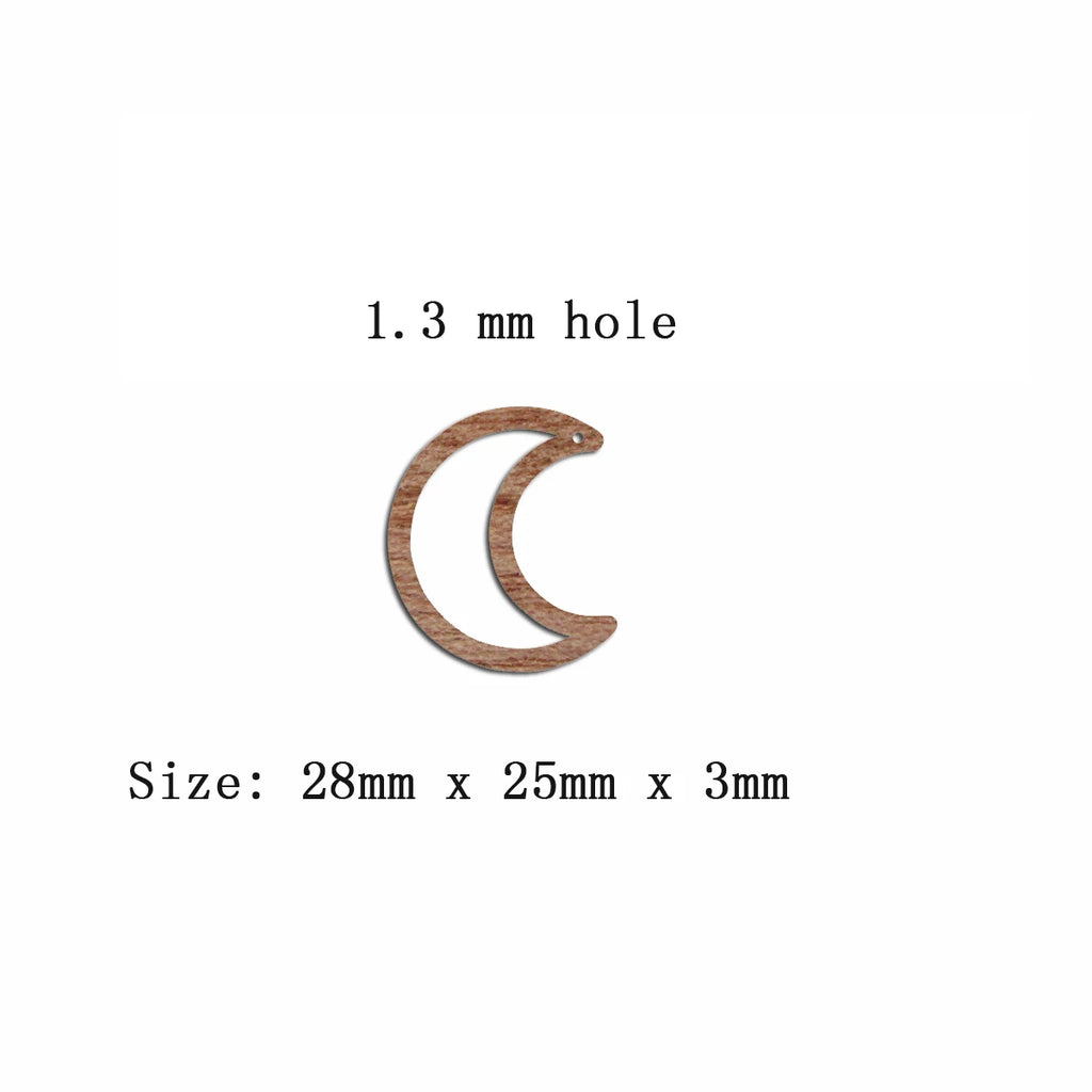 6pcs Unfinished Blank Wooden Space Moon Star Shape Macrame Wood Earring Charms Pendant for Jewelry Making