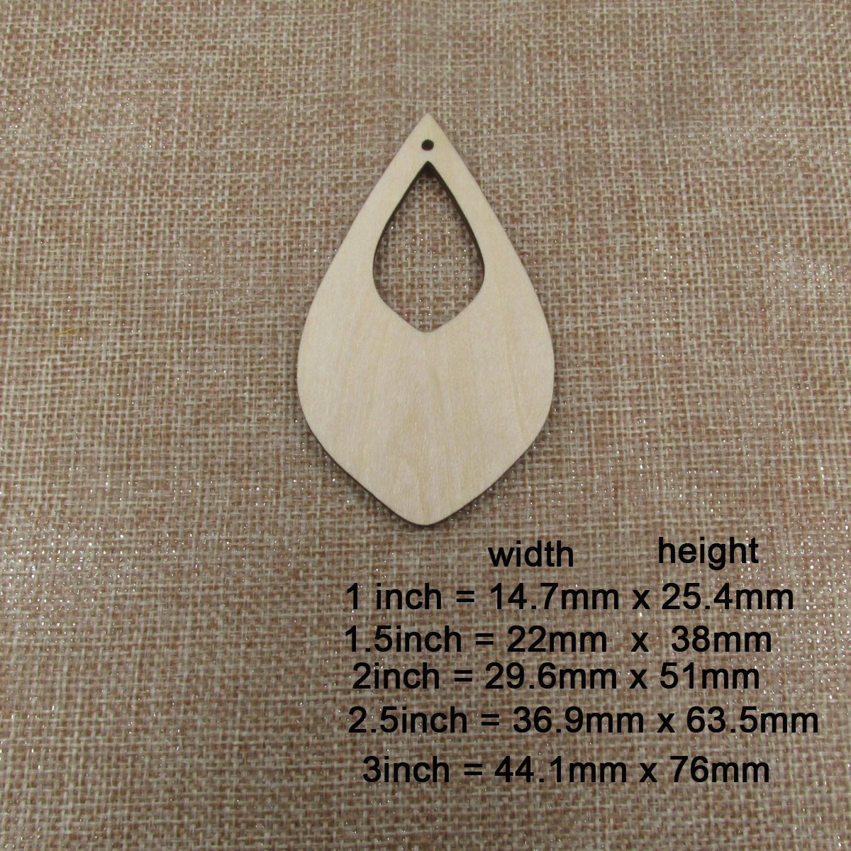 10pcs All Size DIY Unfinished Laser Cut Wood Earrings Blanks Small Thin Hollow Teardrop Shape For Jewelry