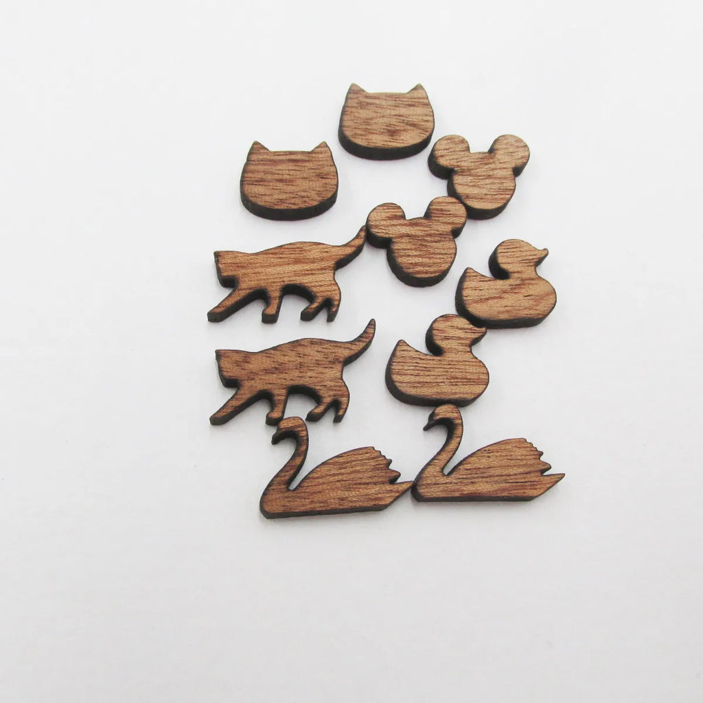 Mini Laser Cut Wood Cat Swan Duck Shape Animal Cabochons Stud Earring Embellishments Jewerly supplier