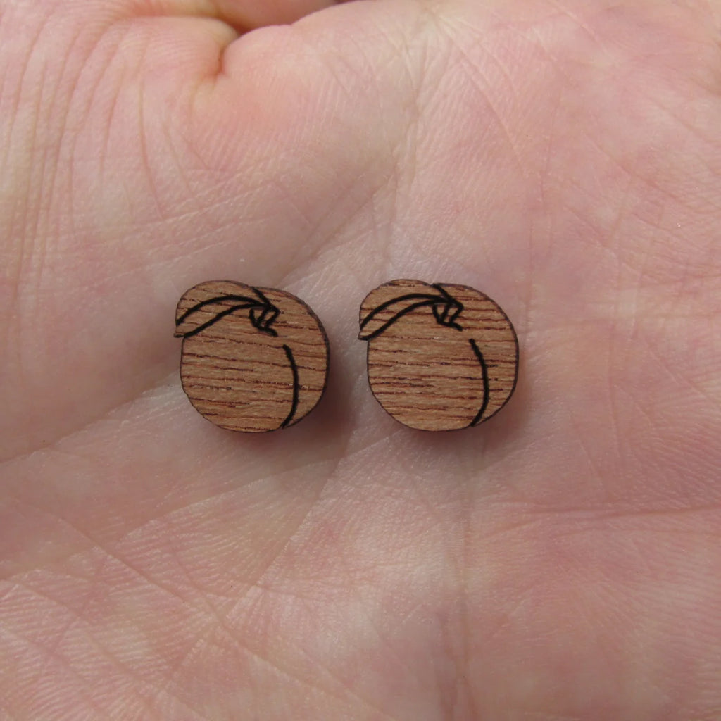 5 Pair Unfinished Blank Foods Wooden Peach Watermelon Orange Cabochon Wood Shape Cutouts For DIY Craft Earring Stud