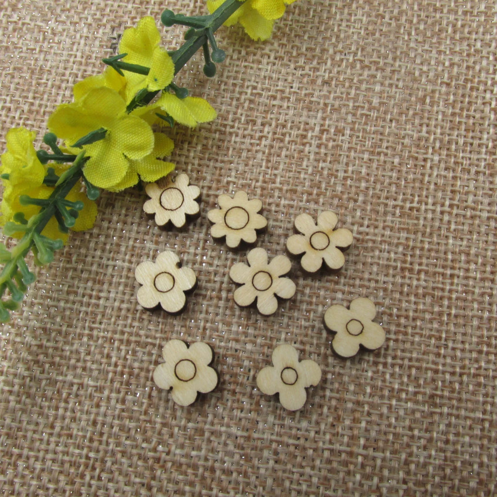 10pcs Unfinished Blank Tiny Boho Retro Flower Shape Mini Wood Stud Earring Ladies Post Cabochon Handmade Charms