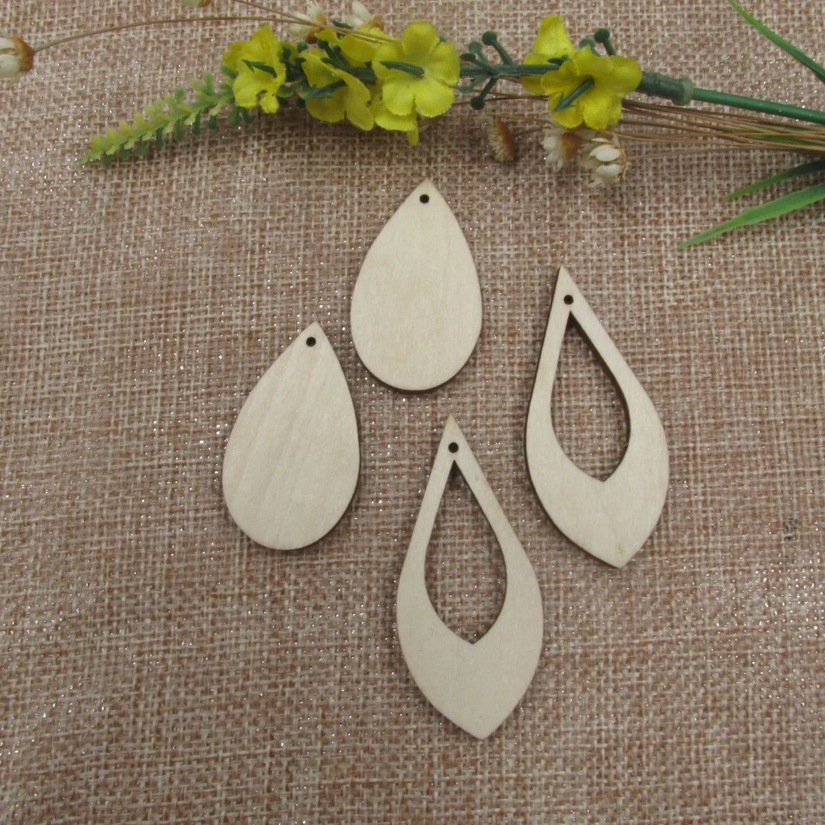 10pcs Wood Earring Blanks Unfinished  Little Teardrop Earrings for Jewelry Making Pendant Bulk DIY Lightweight Statement