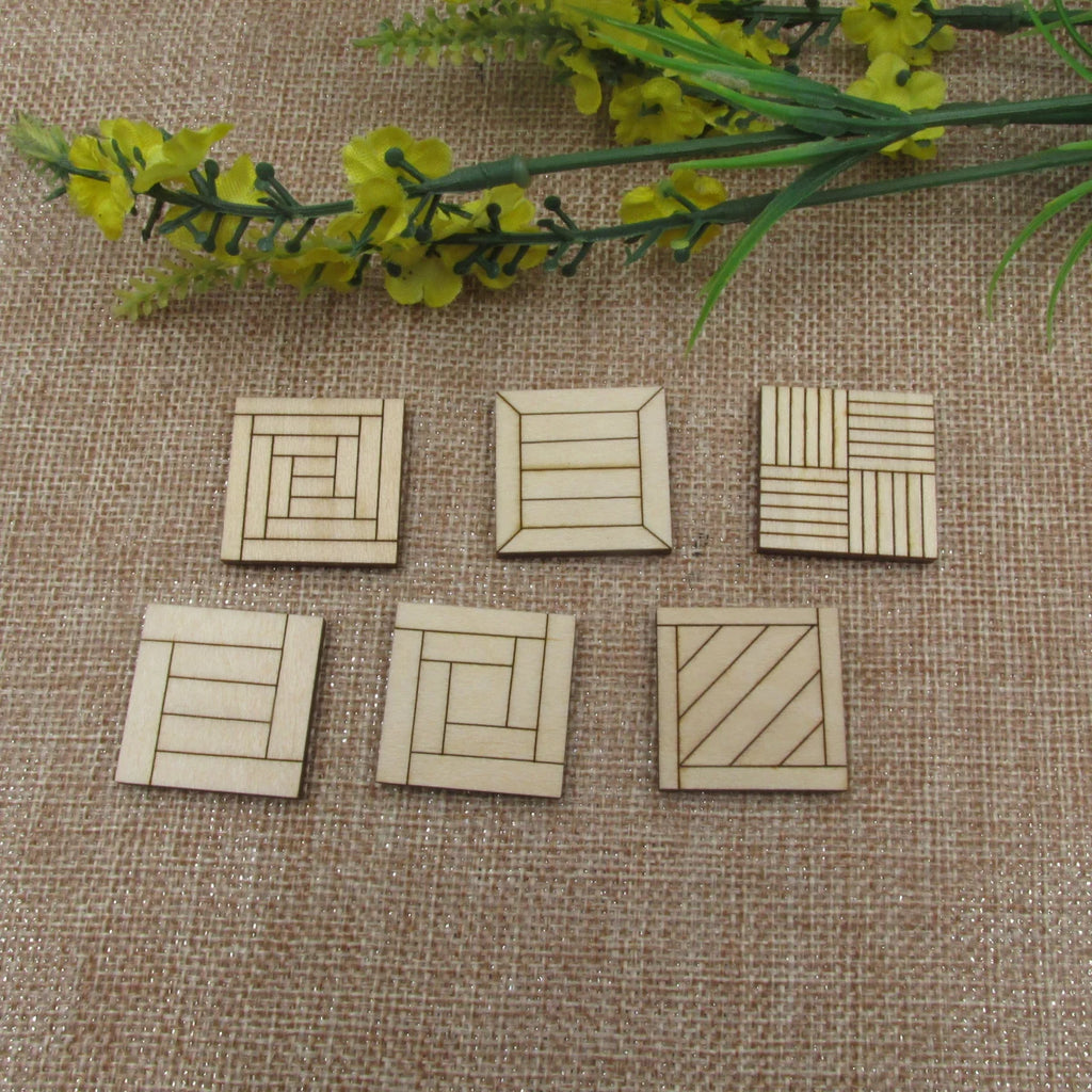 Unfinished Blank Miniature Wooden Tiles, Wood Flooring for Mini DIY Dollhouse, Furniture Crafts, 10Pcs