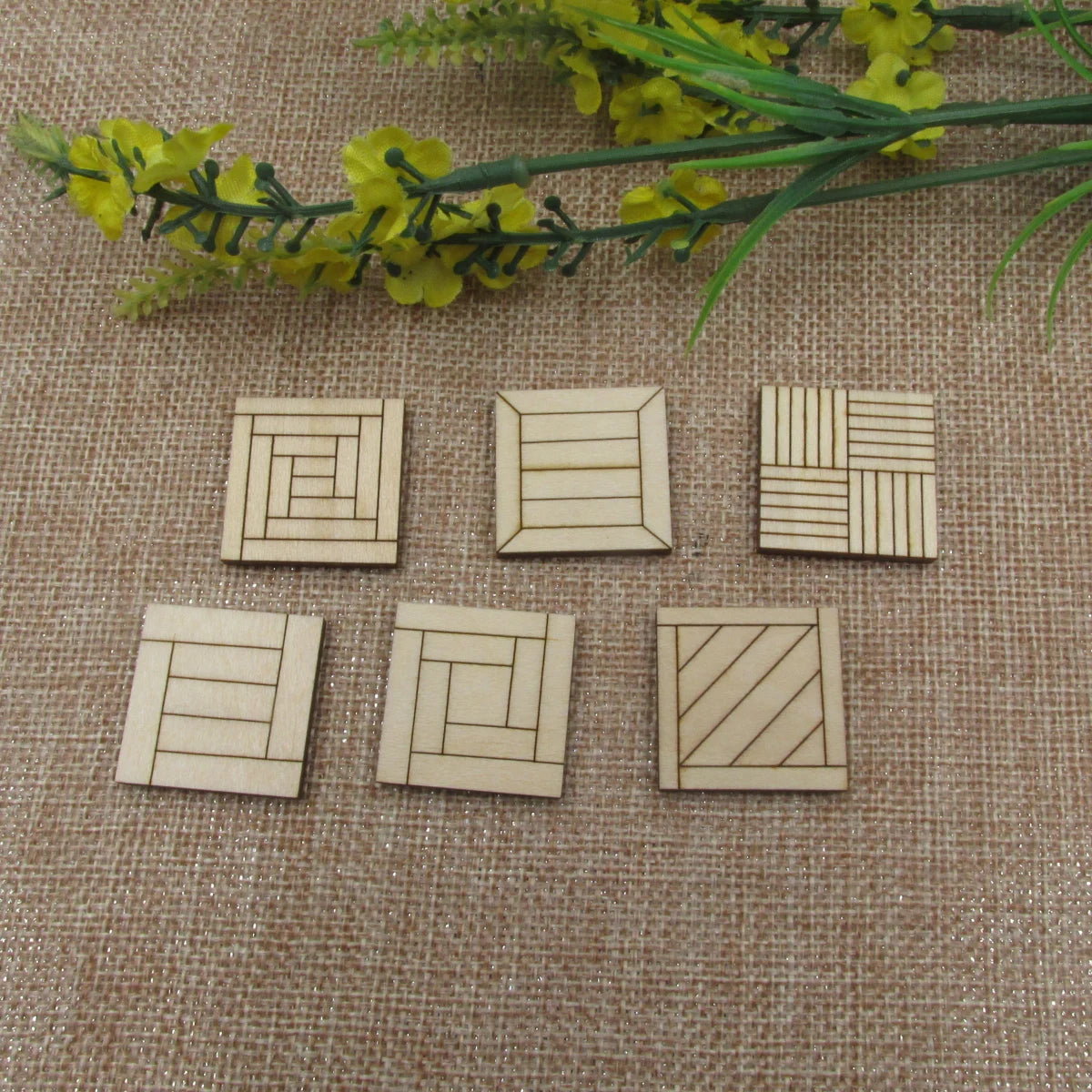 Unfinished Blank Miniature Wooden Tiles, Wood Flooring for Mini DIY Dollhouse, Furniture Crafts, 10Pcs