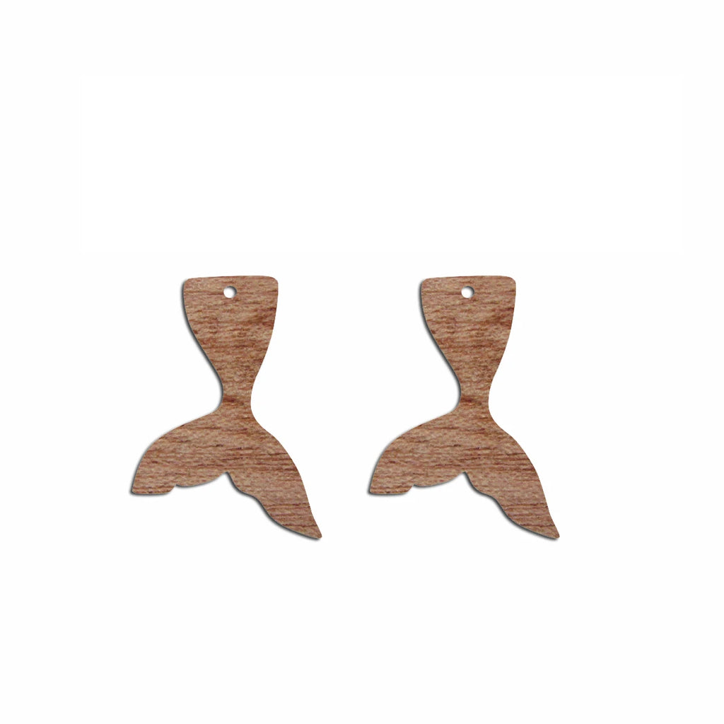 6pcs Unfinished Blank Wooden Mermaid Fish Tail Charms Connector Pendant Solid Wood for Women Female Jewelry Making DIY Crafting