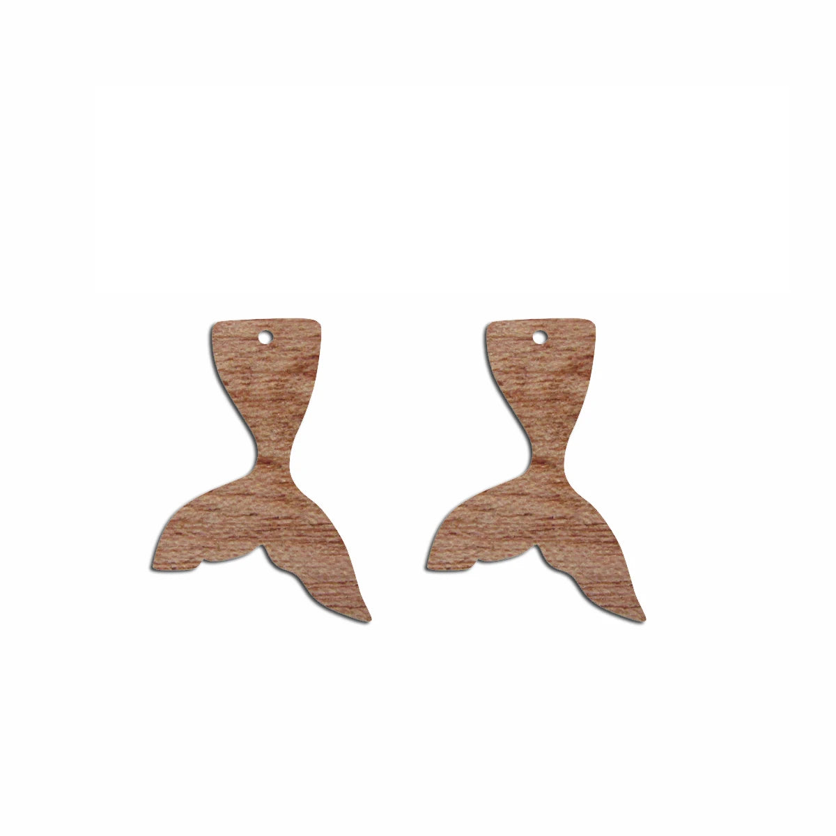 6pcs Unfinished Blank Wooden Mermaid Fish Tail Charms Connector Pendant Solid Wood for Women Female Jewelry Making DIY Crafting