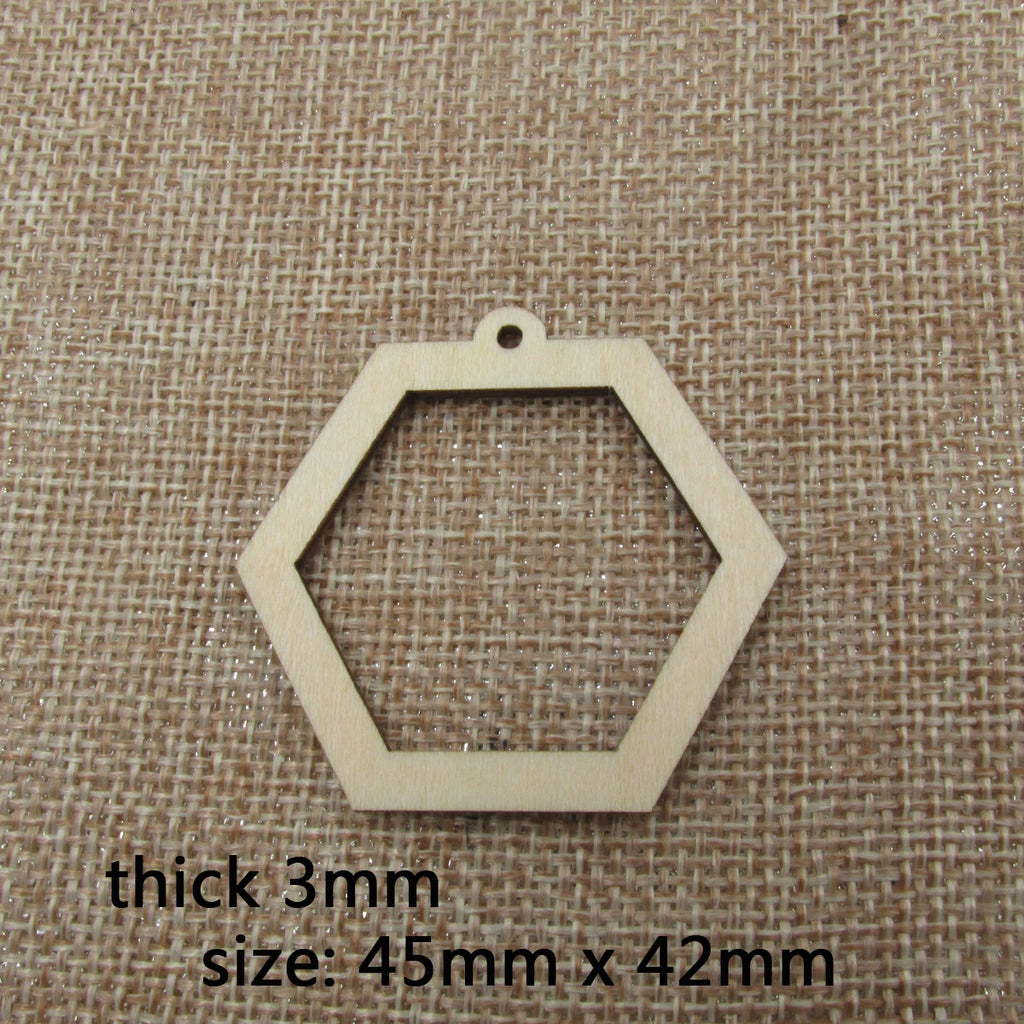 10pcs Unfinished Wooden Blanks Geometric Hexagon Wood Macrame For DIY Earrings Findings Jewelry Supplies
