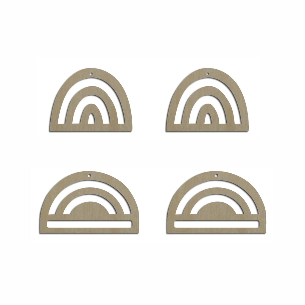 10pcs Unfinished Wood Blank Geometric Half Circle Rainbow Shape Macrame Earring Part Findings Wholesale For DIY Jewelry Making