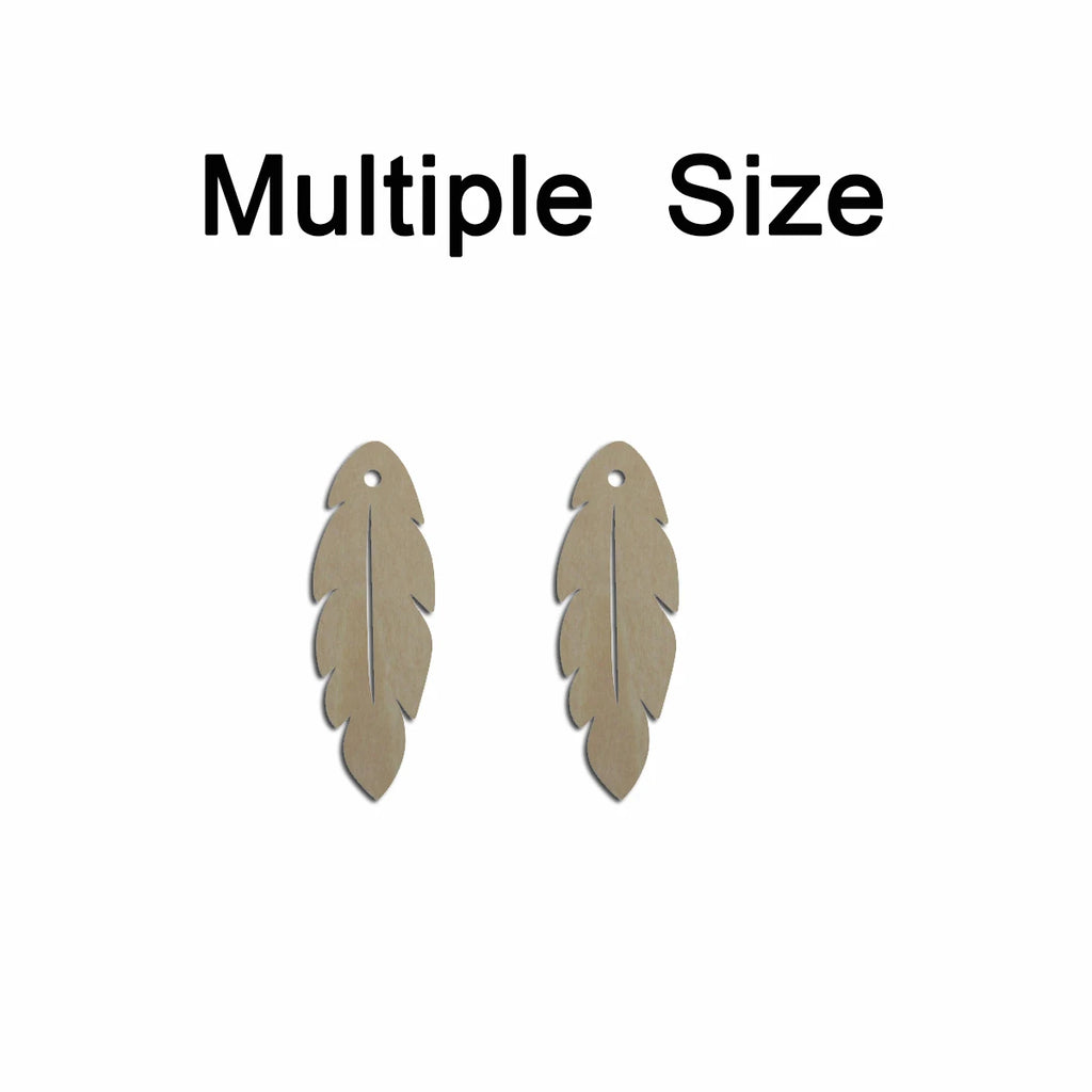 10pcs Multiple Size Unfinished Wooden Blanks Feather Cutout Shape Dangle Earring For Jewelry Supplier