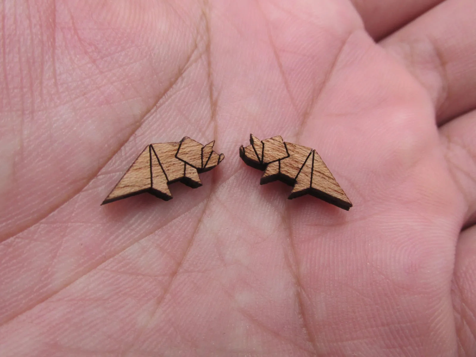 5 Pair Geometric Origami Animal Unfinished Wood Cabochon Dino Dinosaur Wood Cutout Shapes For DIY  Earrings Supplies